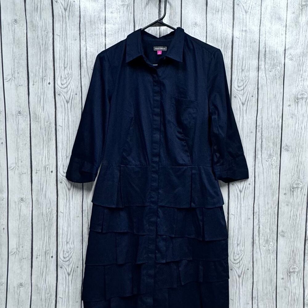 Vince Camuto Navy Ruffle Dress Size 8